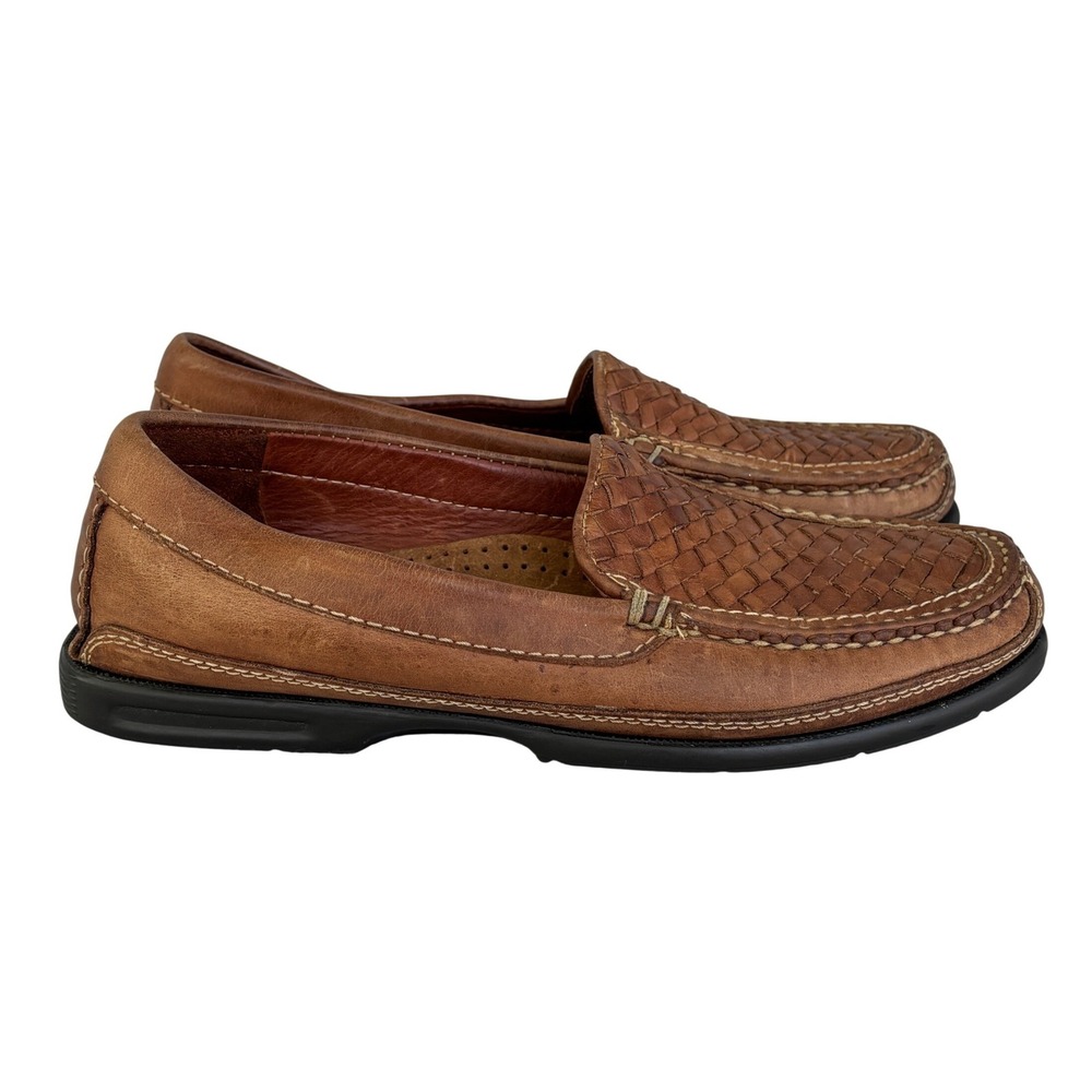 Johnston & Murphy Passport Mens Brown Woven Leather Loafers 8M 20-8322 Brazil
